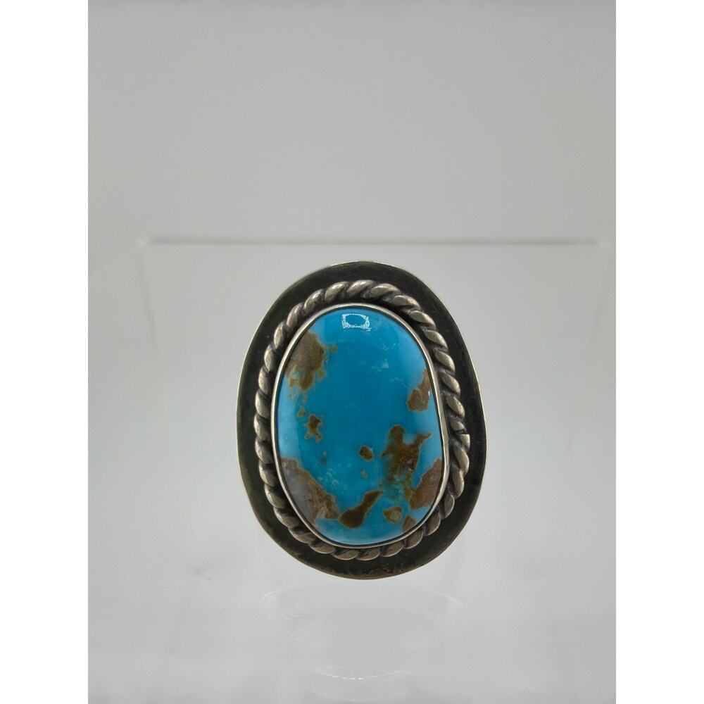 Raegan Hough Handmade Sterling Silver Turquoise Statement Ring Size 10 - Picture 4 of 8